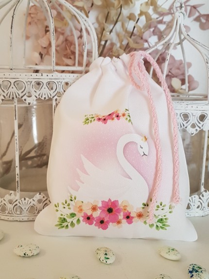 Μπομπονιέρα Βάπτισης Πουγκί Κύκνος