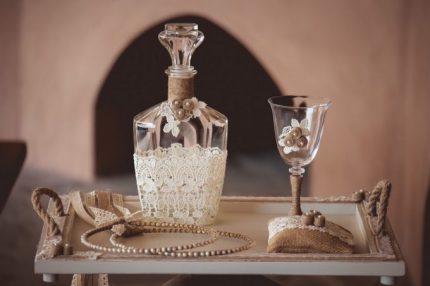 Δίσκος-καράφα-ποτήρι με διακόσμηση Α20