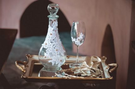 Δίσκος-καράφα-ποτήρι με διακόσμηση Α36