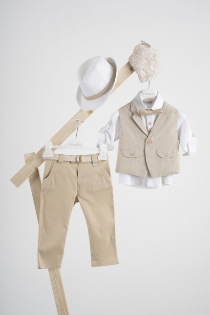 Βαπτιστικό κοστούμι Piccolino Massimo σε χρώμα Beige AG23S50