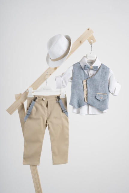 Βαπτιστικό κοστούμι Piccolino Pedro σε χρώμα Beige AG24S68