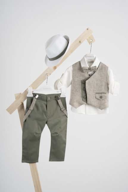 Βαπτιστικό κοστούμι Piccolino Pedro σε χρώμα Olive AG24S68