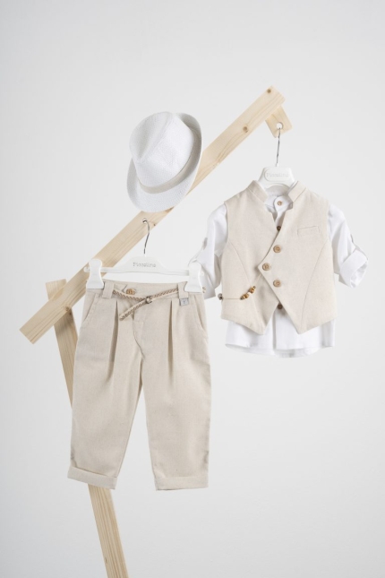 Βαπτιστικό κοστούμι Piccolino Enrique σε χρώμα Beige AG25S80