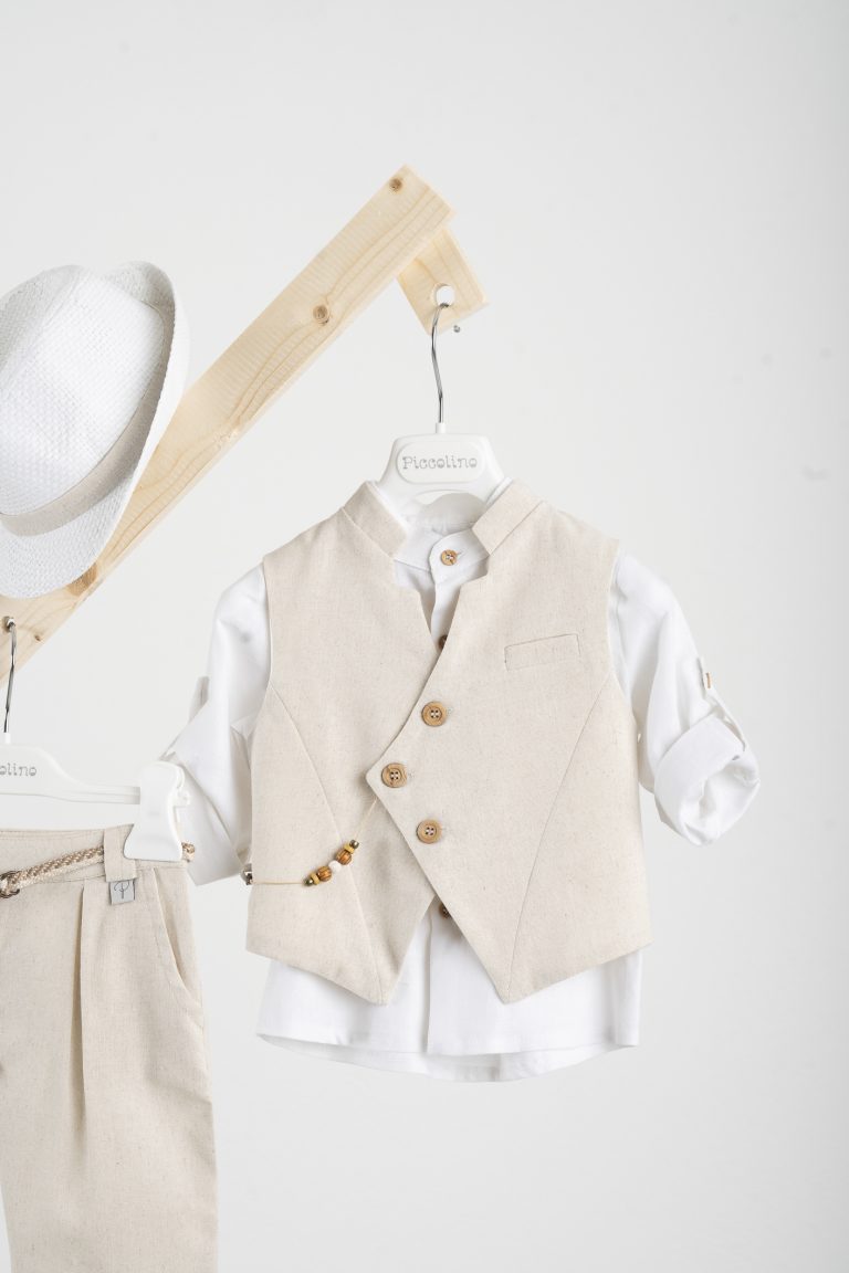 Βαπτιστικό κοστούμι Piccolino Enrique σε χρώμα Beige AG25S80