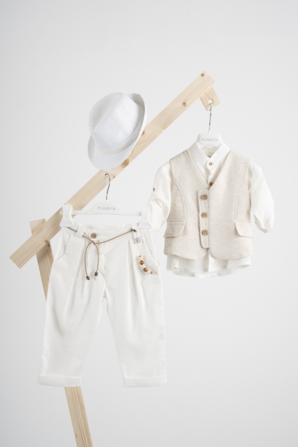 Βαπτιστικό κοστούμι Piccolino Lewis σε χρώμα Off white AG25S87