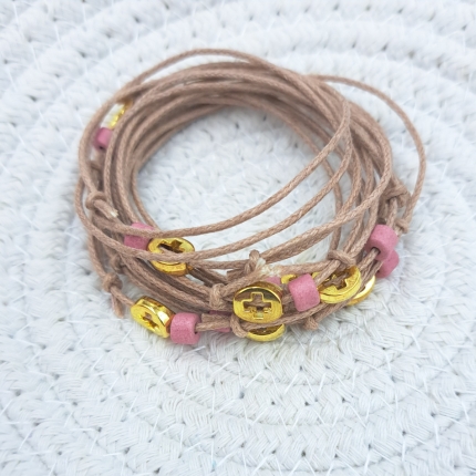 Μαρτυρικό βάπτισης βραχιόλι με χρυσό σταυρό C325