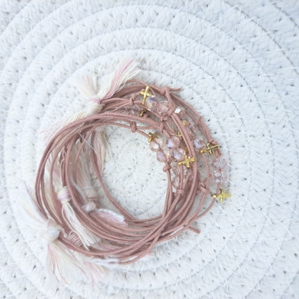 Μαρτυρικό βάπτισης βραχιόλι με χρυσό σταυρό C327