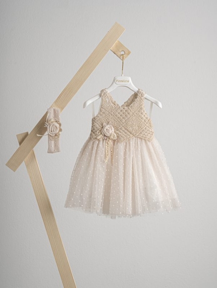 Βαπτιστικό φόρεμα Piccolino Thea Beige DR25S153 2τμχ