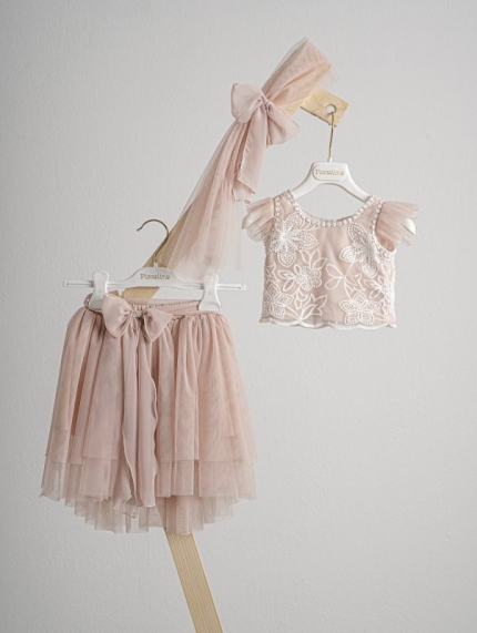 Βαπτιστικό φόρεμα Piccolino Isabelle Puce DR25S157 2τμχ