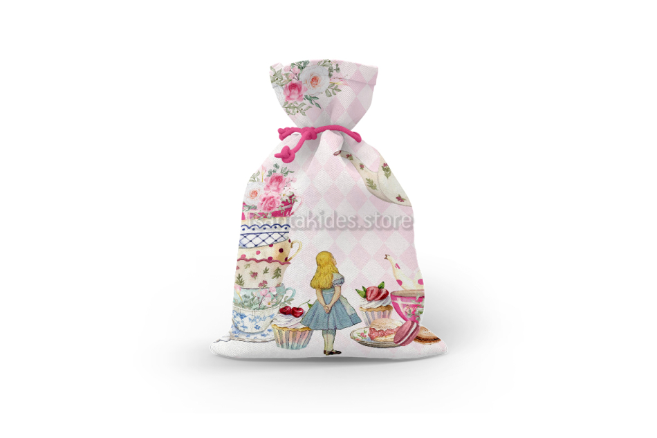 Υφασμάτινο πουγκί Alice Teapot & Candies TS438