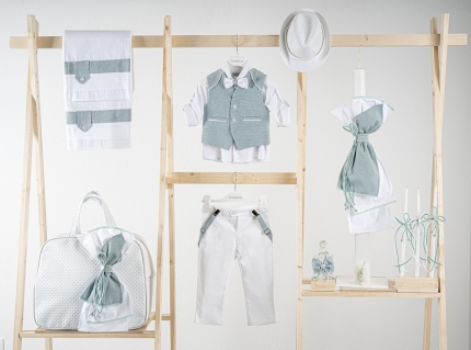 Πακέτο βάπτισης για αγόρι Piccolino Francisco mint white βαλίτσα 5τμχ