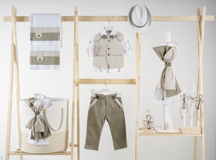 Πακέτο βάπτισης για αγόρι Piccolino Francisco sage καλάθι 5τμχ