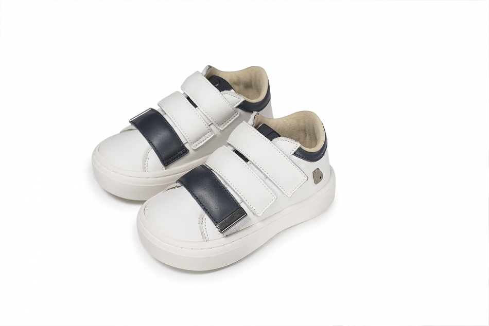 Βαπτιστικό Παπούτσι Δερμάτινα Sneaker Τριπλή Μπαρέτα Babywalker